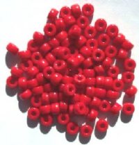 100 4x6mm Crow Beads Opaque Red